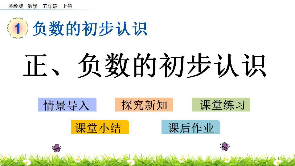 苏教版五年级上册数学第一单元《负数的初步认识》PPT课件