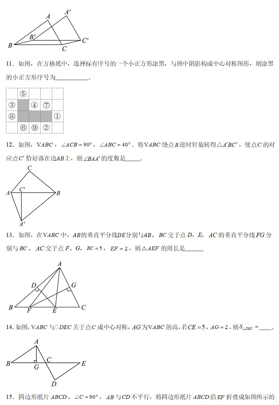 2024-2025学年七年级数学下册第9章《图形的变换》检测卷(苏科版2024 含答案解析)