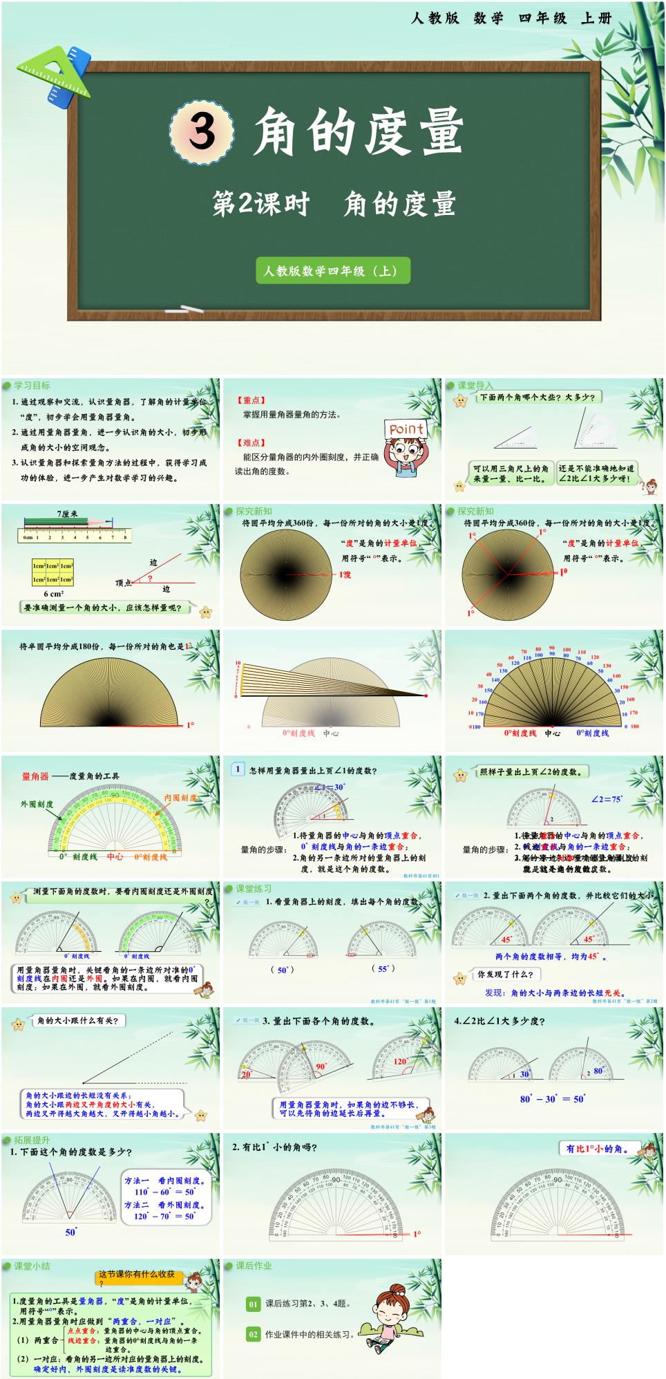 2025年秋四年级数学上册第三单元《角的度量》第2课时角的度量PPT课件(人教版新教材)