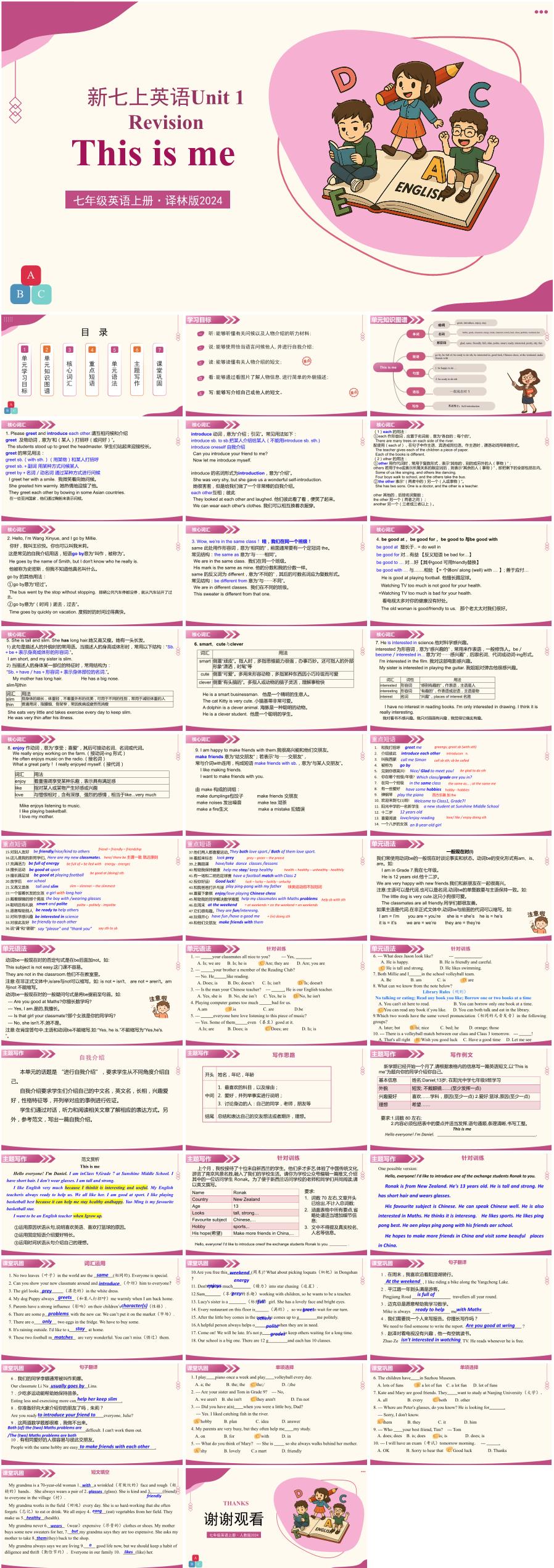 2025-2026学年七年级英语上册Unit1《This is me》单元复习PPT课件(译林版 新教材)