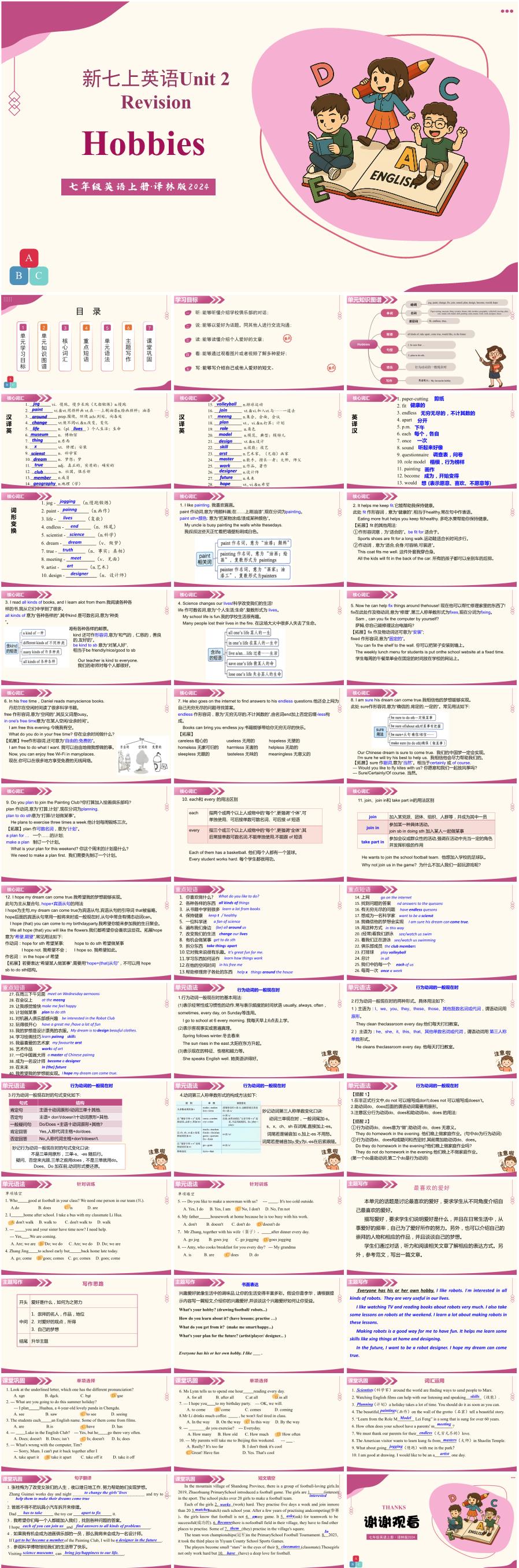 2025-2026学年七年级英语上册Unit2《Hobbies》单元复习PPT课件(译林版 新教材)