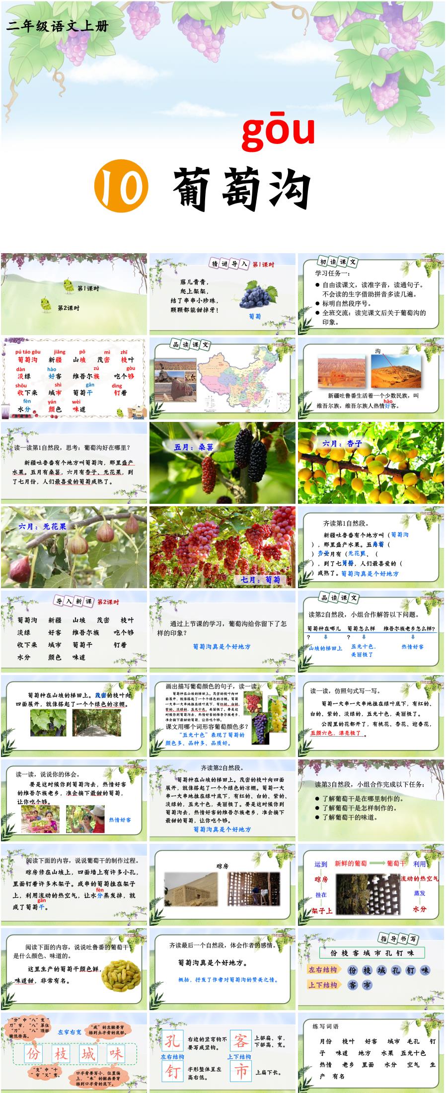 2025-2026学年二年级语文上册第10课《葡萄沟》PPT课件(统编版)